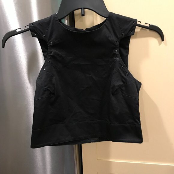 Vessina Etsy Black Zip Back Crop Top Medium EUC - Picture 1 of 7